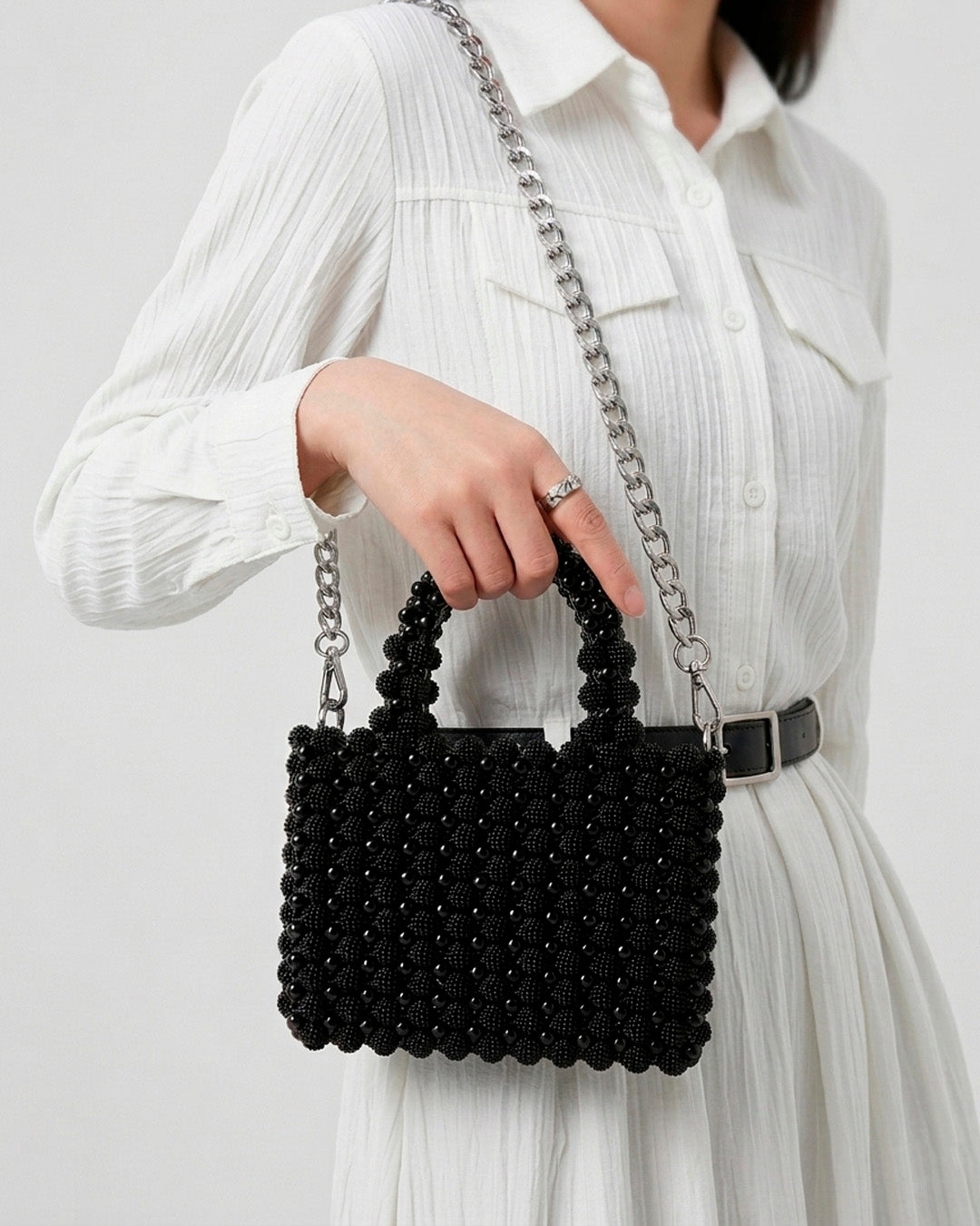 Bolso en perla mora negro