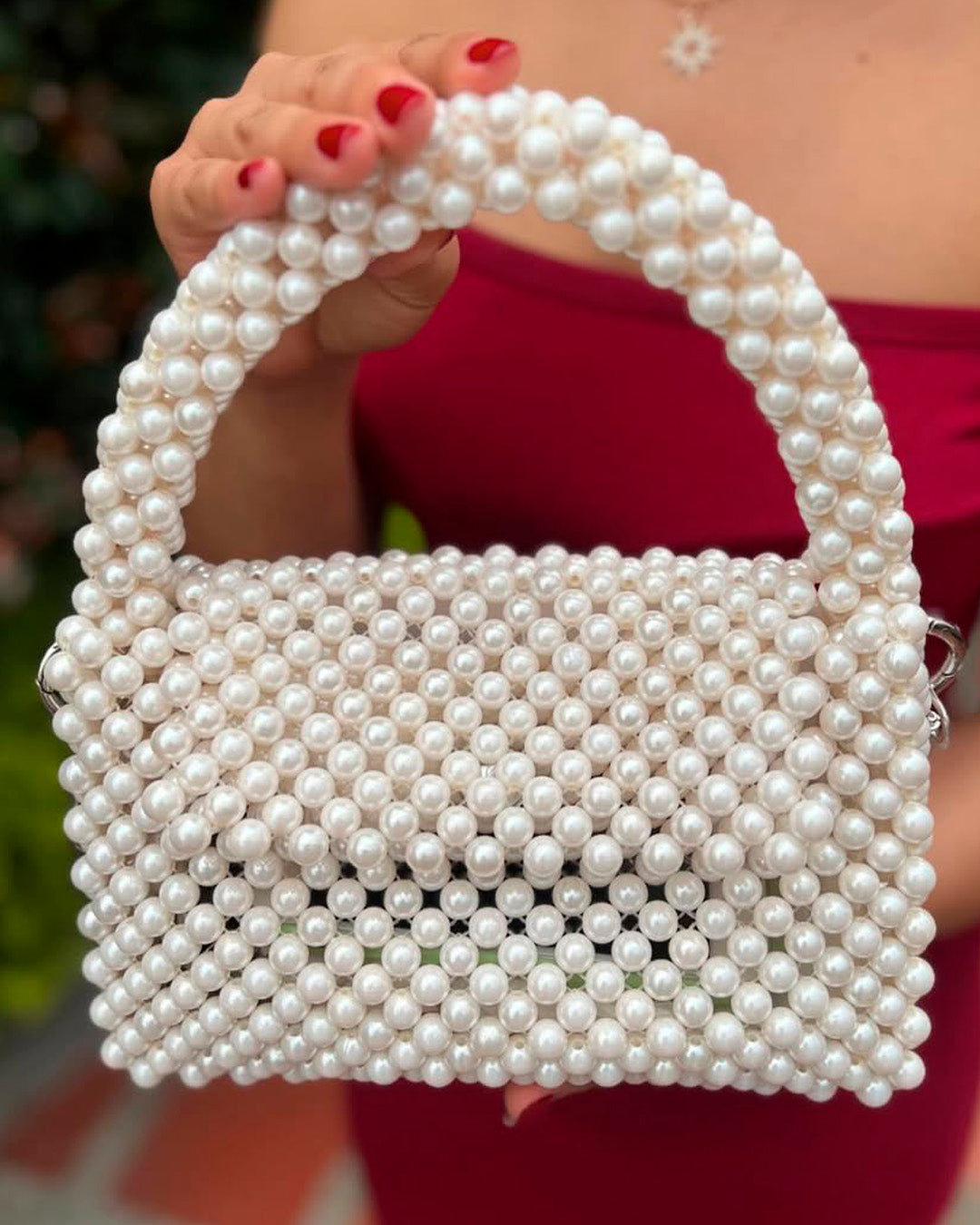 Bolso en perla ábaco beige