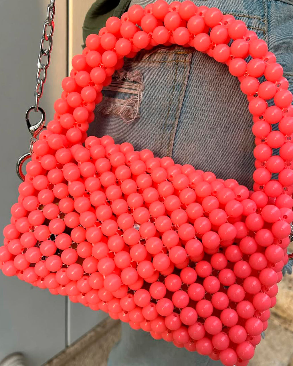 Bolso en perla ábaco rosa