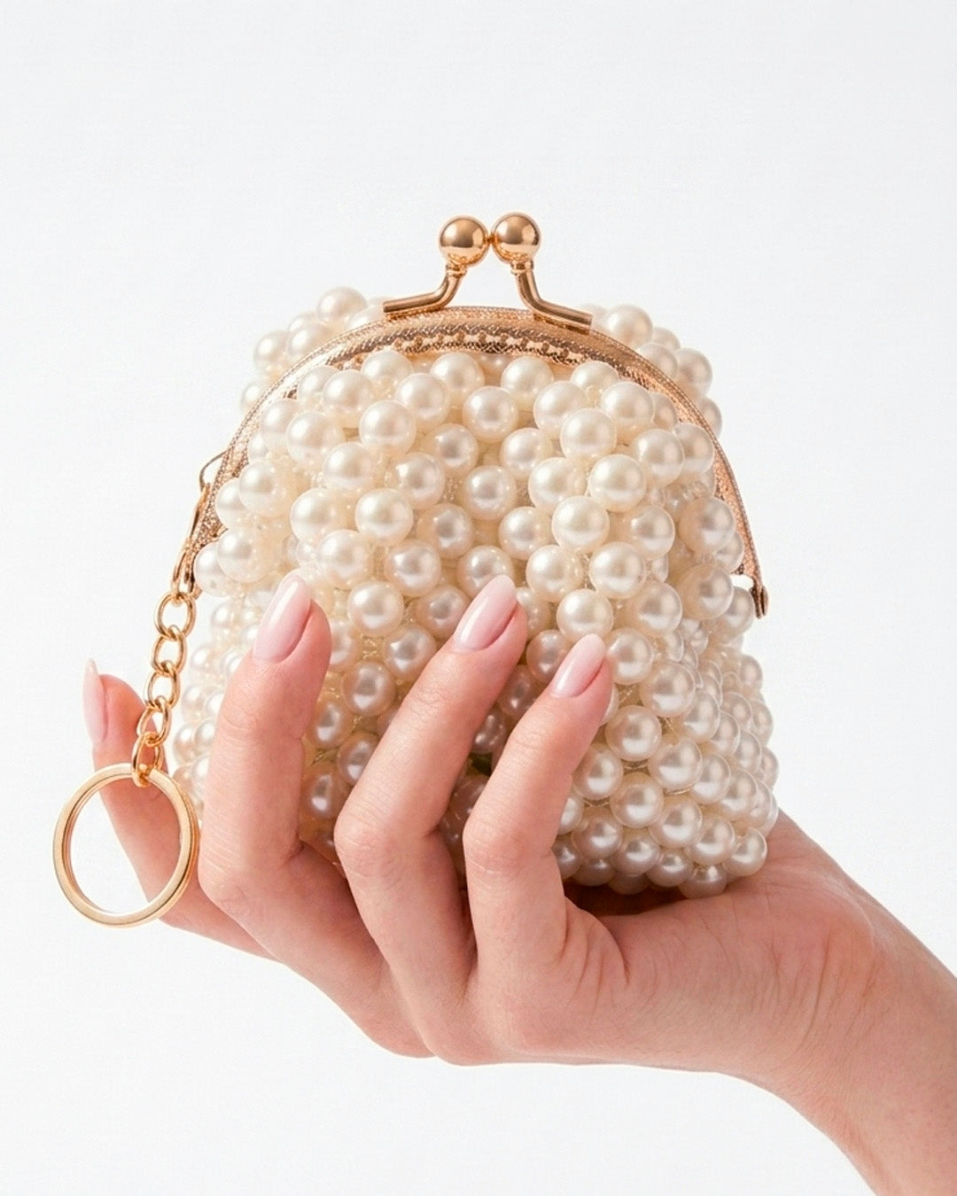 Monedero en perlas beige